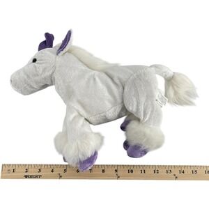 Kmart White Unicorn Plush Purple Velvety Hooves Horn Stuffed Animal 15 inch